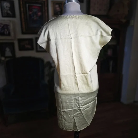 Vintage 1970s Cinema Etoile Yellow Satin PJ Set Embroidered Loungewear - Picture 6 of 8